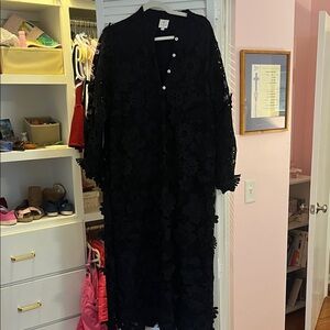 Elegant Black Lace Midi Dress